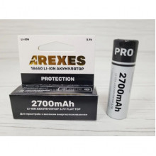 Литий-ионный аккумулятор Arexes 18650 Li-Ion 2700 mAh, 3.7V защита Чёрный (20605)