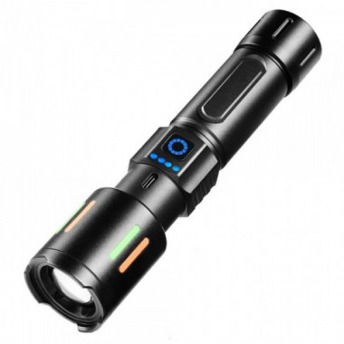 Фонарь ручной FLUORESCENCE BL-611-TG, индикация заряда, 1x26650/3xAAA, ЗУ Type-C, zoom (18015)