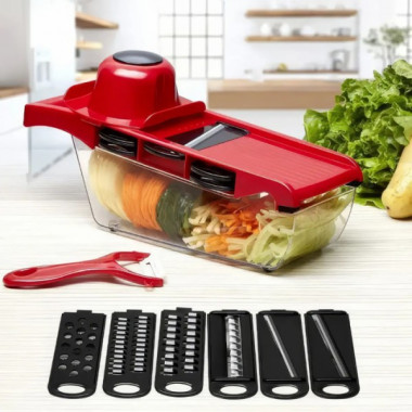 Овощерезка с резервуаром и насадками Mandoline Slicer 6в1 измельчитель для овощей и фруктов (22115)