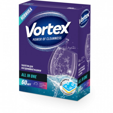 Таблетки для посудомоечных машин Vortex All in 1 60 шт. (4823071618600) (7315)