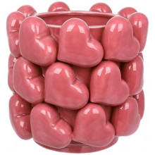 Ваза порцелянова "Heart" Ø21х20см з рельєфним декором "Серця", рожева (19415)