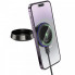 Автотримач для телефона з БЗП HOCO HW33 Metal ring magnetic wireless fast charging car holder (center console) Metal Grey (6942007647946) (20125)