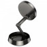 Автотримач для телефона з БЗП HOCO HW33 Metal ring magnetic wireless fast charging car holder (center console) Metal Grey (6942007647946) (20125)