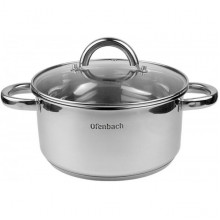 Каструля індукційна Ofenbach Casserole із нержавіючої сталі 4л зі скляною кришкою (1425)