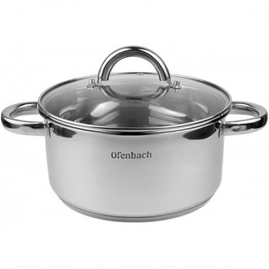 Каструля індукційна Ofenbach Casserole із нержавіючої сталі 4л зі скляною кришкою (1425)