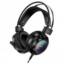 Игровые геймерские наушники для ПК с микрофоном и подсветкой HOCO W110 Черный (21425)