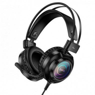 Игровые геймерские наушники для ПК с микрофоном и подсветкой HOCO W110 Черный (21425)