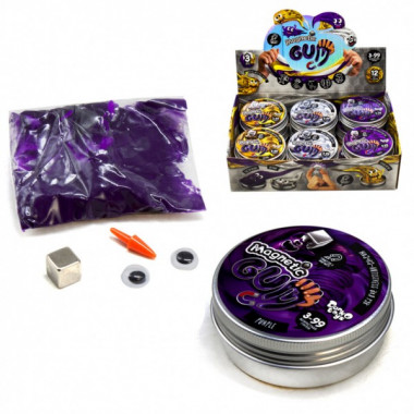 Жвачка для рук "Magnetic Gum" GUM-01 в металлической коробочке  Фиолетовый