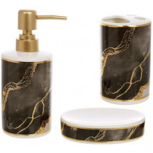 Набір аксесуарів Bright для ванної кімнати "Black Marble Gold" 3 предмети, кераміка (6725)