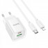 Мережевий зарядний пристрій з кабелем HOCO C147A Charm PD20W+QC3.0 charger set (C to iP)(EU) White (6942007630283) (19825)