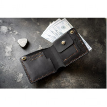 Мужской черный кошелек из натуральной кожи KESSLER black сrazy horse (1780698171)