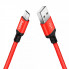 Кабель HOCO X14 USB to Micro 2,4A, 1m, nylon, aluminum connectors Black-red (6957531062851) (19735)