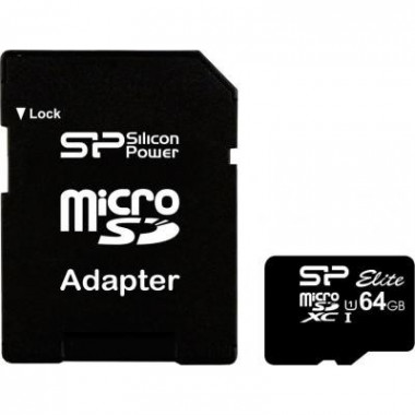 Карта памяти Silicon Power 64GB microSDXC Class 10 UHS-ISDR (SP064GBSTXBU1V10SP) (16935)
