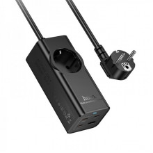 Мережевий подовжувач HOCO NS9 Wisdom 1-position (PD67W/3C1A) desktop socket (EU/GER) (2 m) Black (6942007638494) (18935)