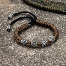 Браслет мужской из паракорда и стали VIKING с Рунами Коричневый (2102768813)