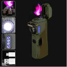 Фонарь MULTIFUNCTIONAL D51-COB, Li-Ion аккум., индикация заряда, зажигалка, ЗУ Type-C Зелёный (19645)