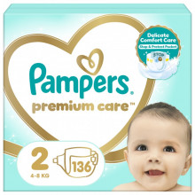 Подгузники Pampers Premium Care Размер 2 (4-8 кг) 136 шт (8006540855812) (7645)