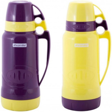 Термос Kamille Glass Violet 1800мл дзеркальна колба і 2 чашки (6945)