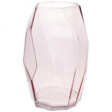 Ваза декоративна Ancient Glass "Айсберг" 28х18см, скло, рожевий (5655)