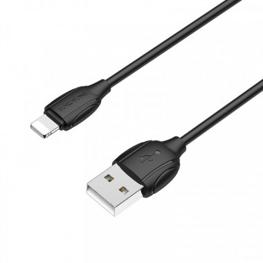 Кабель BOROFONE BX19 USB to iP 2.4A, 1m, PVC, TPE connectors, Black (6931474701756) (21365)