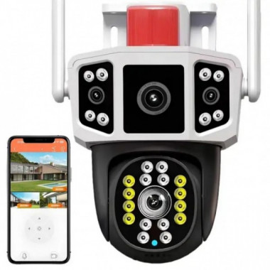 Уличная WiFi камера видеонаблюдения 3MP, FullHD, 2 объектива, YC101  IP камера наблюдения  Поворотная камера (9365)