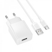 Мережевий зарядний пристрій з кабелем BOROFONE BAS71A Source single-port charger set(Type-C) White (6941991122620) (17465)