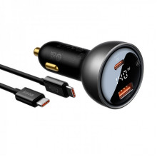 Автомобільний зарядний пристрій Baseus Digital Display PD3.1 Dual Fast Charger Car Charger U+C 140W Set Obsidian Black (With Superior Series Fast Char (CGZX070001) (8465)