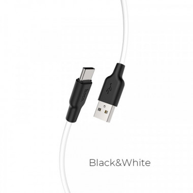 Кабель HOCO X21 Plus USB to Type-C 3A, 1m, silicone, silicone connectors, Black+White (6931474711915) (20175)