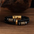 Браслет мужской кожаный GUST GOLD черный плетеный 19-21 см (2883872721)