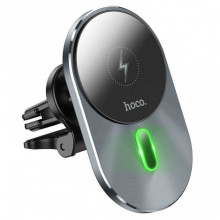 Автотримач для телефона з БЗП HOCO CA91 Magic magnetic wireless fast charging car holder Gray (6931474753465) (14675)