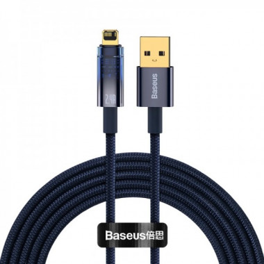 Кабель Baseus Explorer Series Auto Power-Off Fast Charging Data Cable USB to IP 2.4A 2m Blue (CATS000503) (14875)