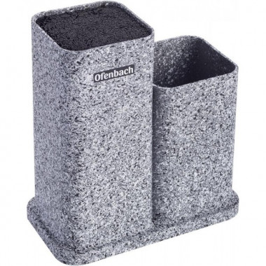 Підставка-колода Ofenbach Grey Marble для кухонних ножів 21х12х23см, подвійна (2975)