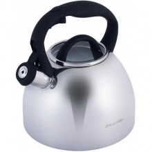 Чайник Kamille Whistling Kettle 2.7л з нержавіючої сталі зі свистком і скляною кришкою (чорна ручка) (1485)