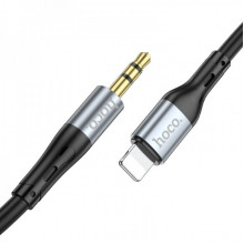 Аудiокабель HOCO UPA22 iP to 3.5mm male, silicone, 1m, Black (6931474769473) (19685)