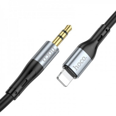 Аудiокабель HOCO UPA22 iP to 3.5mm male, silicone, 1m, Black (6931474769473) (19685)