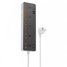 Мережевий подовжувач HOCO AC14A Rico 5-position socket(PD30W/1C3A) Black (6942007607179) (20195)