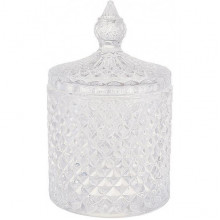 Цукорниця скляна "Crystal Glass" 300мл зі скляною кришкою, прозора (5295)