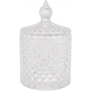 Цукорниця скляна "Crystal Glass" 300мл зі скляною кришкою, прозора (5295)