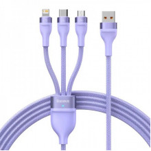 Кабель Baseus Flash Series Ⅱ One-for-three Fast Charging Data Cable USB to M+L+C 66W 1.2m Purple (CASS040005) (14895)