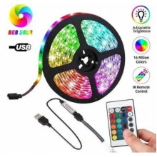 Светодиодная лента с пультом 5 м, от USB, Strip CB-5050 / Силиконовая самоклеющаяся led лента (18895)