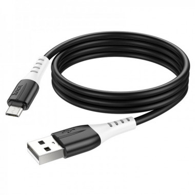 Кабель HOCO X82 USB to Micro 2.4A, 1m, silicone, silicone connectors, Black (6931474768551) (14806)
