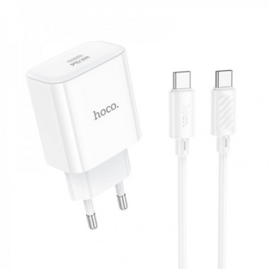 Мережевий зарядний пристрій HOCO C76A Pro Majestic single port PD30W charger set (Type-C to Type-C)(EU) White (6942007616324) (19906)