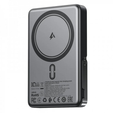Зовнішній акумулятор ACEFAST M17 PD20W/22.5W magnetic fast charging power bank with built-in stand 10000mAh Black (6974316284000) (16316)