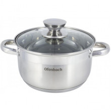 Каструля Ofenbach Casserole з нержавіючої сталі 3400мл зі скляною кришкою (1416)