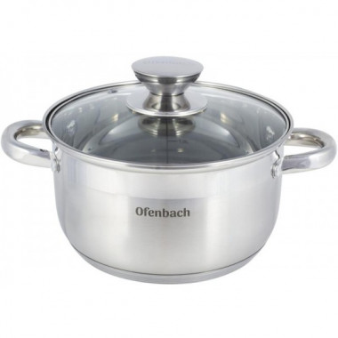 Каструля Ofenbach Casserole з нержавіючої сталі 3400мл зі скляною кришкою (1416)