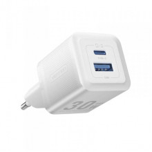 Мережевий зарядний пристрій Vention 2-Port USB (C + A) GaN Charger (30W/30W) EU-Plug White (FEQW0-EU) (416)