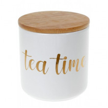 Банка Merceyl "Tea Time" 550мл керамічна з бамбуковою кришкою, біла (2516)
