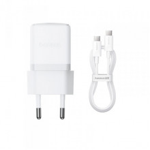 Мережевий зарядний пристрій з кабелем Baseus Palm Fast Charger 1C 30W EU Moon White(With:Baseus Mini White Cable C to C 60W(20V/3A) 1m Moon White) (P10111605213-01) (516)