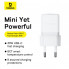 Мережевий зарядний пристрій з кабелем Baseus Palm Fast Charger 1C 30W EU Moon White(With:Baseus Mini White Cable C to C 60W(20V/3A) 1m Moon White) (P10111605213-01) (516)