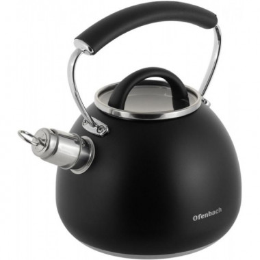 Чайник Ofenbach Magic Kettle 2.5л зі свистком та скляною кришкою, чорний (1816)
